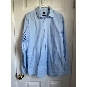 HUGO BOSS Men's 17 Light Blue SLIM FIT EASY IRON Hank Dress Shirt XL